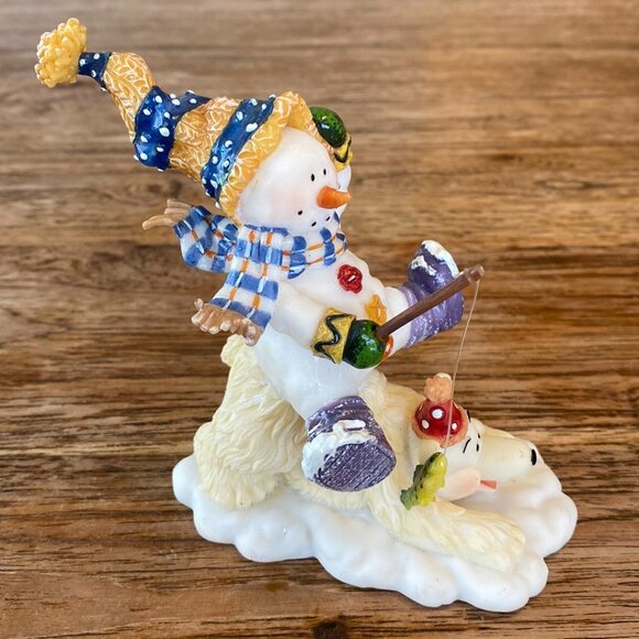 Cute Snowman Fishing Sitting on a Polar Bear - Picture 2 of 11